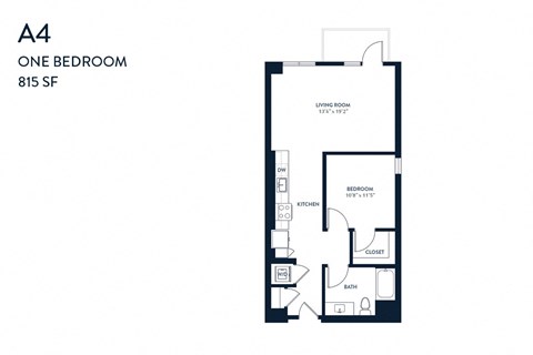 One Bedroom A4 815 SF - Resa Long Beach
